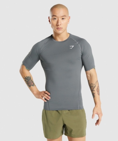 Grey Gymshark Element Baselayer Men's T Shirts | US-32EVHPC