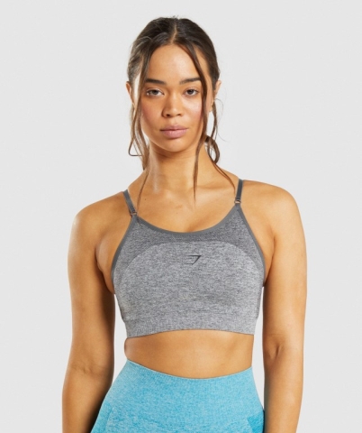 Grey Gymshark Flex Strappy Women's Sports Bra | US-52ZNMFC