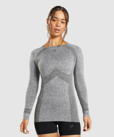 Grey Gymshark Flex Top Women's T Shirts | US-68VTYEJ