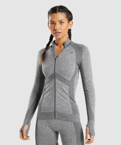 Grey Gymshark Flex Zip Through Jacket Women's Hoodies | US-35PJVBM