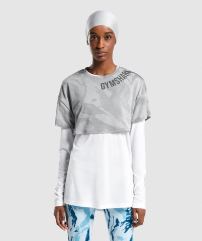 Grey Gymshark GS Power Crop Top Women's T Shirts | US-57YATCE