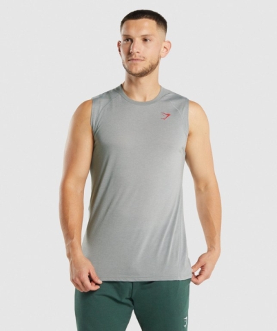 Grey Gymshark Hyper Power Men's Tank Tops | US-70KCMBY