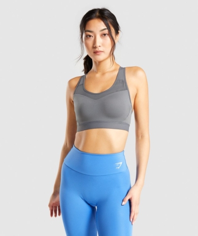 Grey Gymshark Open Back Training Women's Sports Bra | US-82JZERY