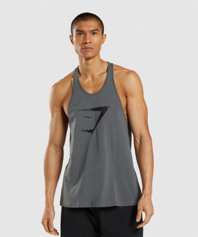 Grey Gymshark Sharkhead Infill Men's Tank Tops | US-60PTSMR