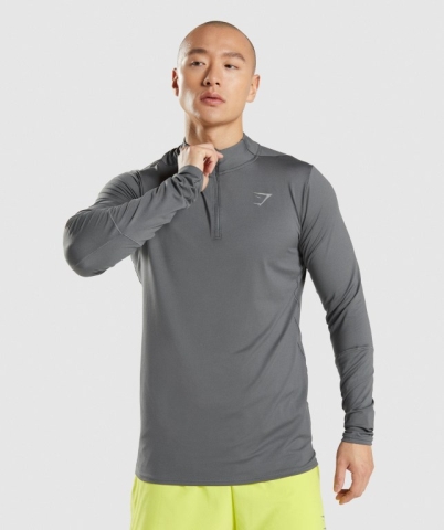 Grey Gymshark Speed 1/4 Zip Men's Hoodies | US-71XQSKF