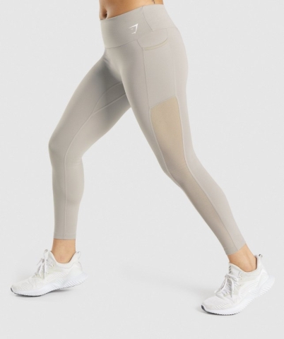 Grey Gymshark Training Mesh Pocket High Waisted Women's Leggings | US-46YKOAX