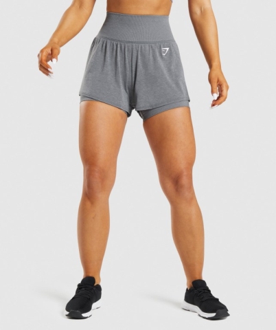 Grey Gymshark Vital Seamless 2.0 2-in-1 Women's Shorts | US-53IEPBV