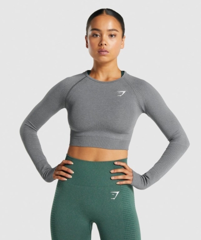 Grey Gymshark Vital Seamless 2.0 Crop Top Women's Sweatshirts | US-12KEYWS