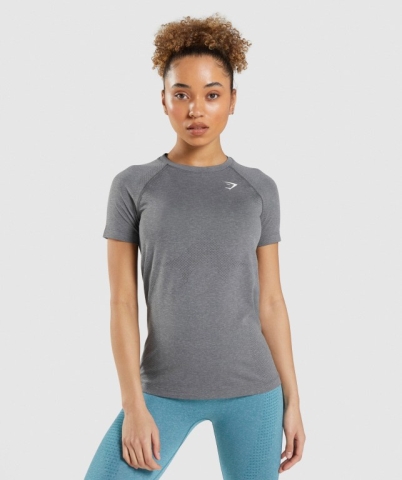 Grey Gymshark Vital Seamless 2.0 Light Women's T Shirts | US-40AEKBI