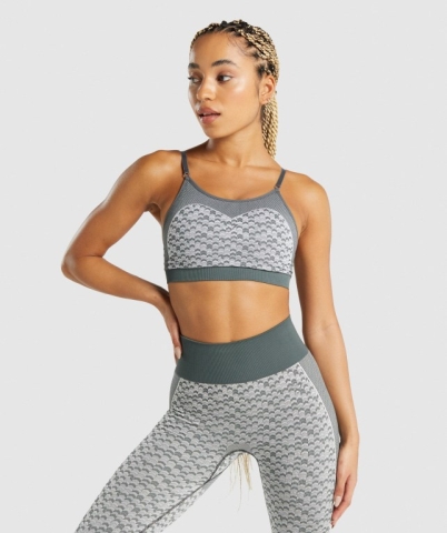 Grey Gymshark WTFlex Seamless Strappy Women's Sports Bra | US-37BCEUS