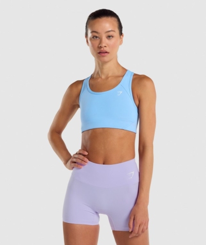 Light Blue Gymshark Essential Racer Back Training Women's Sports Bra | US-37VJUQM