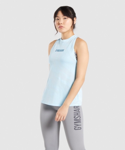 Light Blue Gymshark GS Power Women's Tank Tops | US-29TRLOS