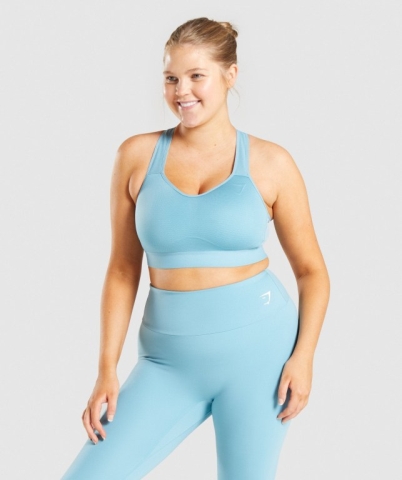 Light Blue Gymshark Lightweight High Support Training Women's Sports Bra | US-63SZLHR