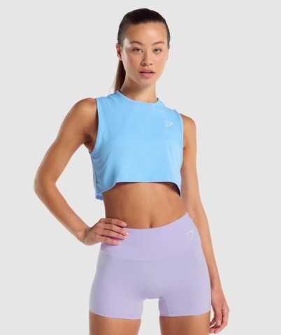 Light Blue Gymshark Training Crop Women's Tank Tops | US-83QUSIG