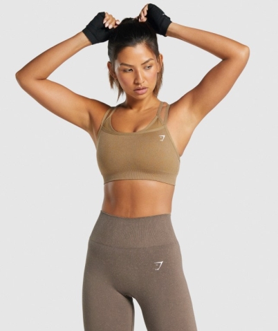 Light Brown Gymshark Adapt Fleck Seamless Women's Sports Bra | US-49KWQAP