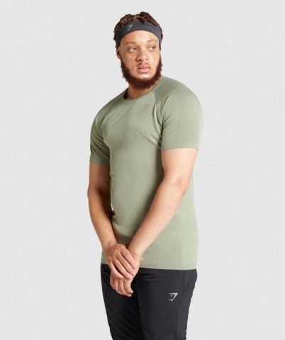 Light Green Gymshark Aspect Lightweight Seamless Men's T Shirts | US-07CAEZT