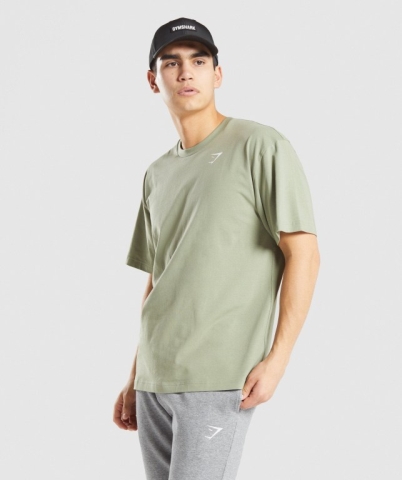 Light Green Gymshark Essential Oversized Men's T Shirts | US-73XWONM