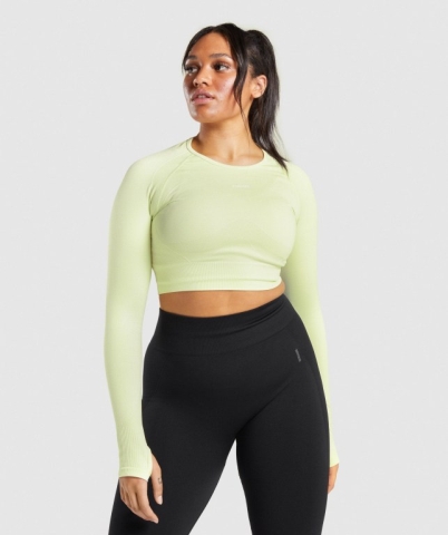 Light Green Gymshark Flex Sports Crop Top Women's Sweatshirts | US-73LFMTR