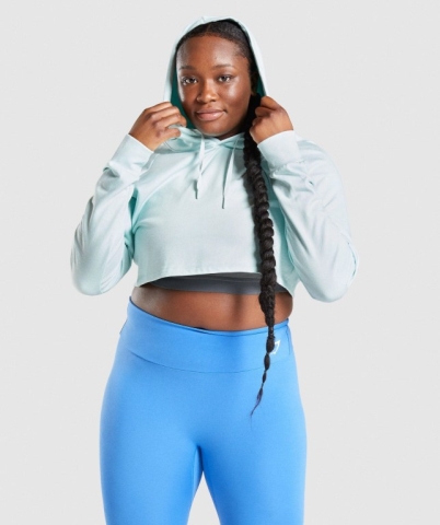 Light Green Gymshark Training Cropped Women's Hoodies | US-07RVTDS