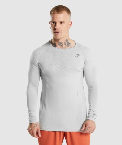 Light Grey / Grey Gymshark Apex Men's T Shirts | US-57SPDOQ