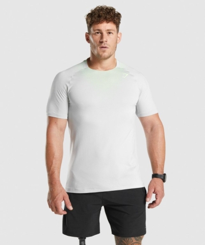 Light Grey Gymshark Apex Contrast Seamless Men's T Shirts | US-84NSLDR