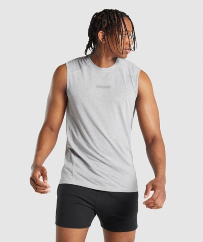 Light Grey Gymshark Chalk Men's Tank Tops | US-24QUCOD