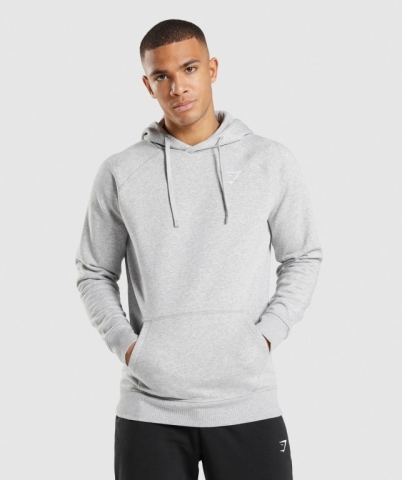 Light Grey Gymshark Crest Men's Hoodies | US-49PUQIG