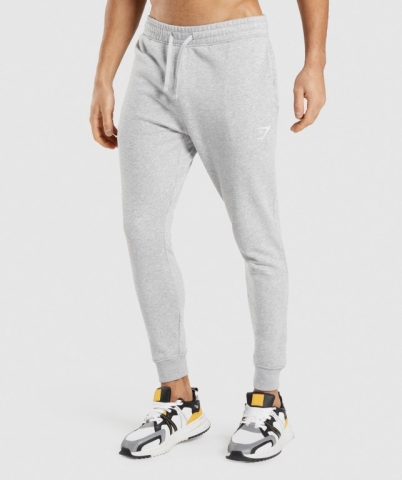 Light Grey Gymshark Crest Men's Joggers | US-49VKFAL