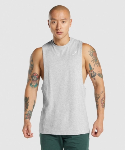 Light Grey Gymshark Critical 2.0 Drop Arm Men's Tank Tops | US-79ZUMGY