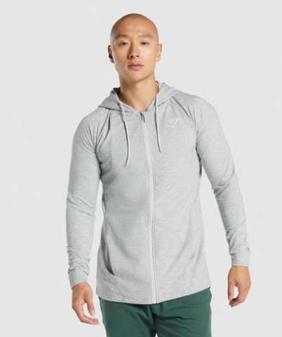 Light Grey Gymshark Critical 2.0 Zip Up Men's Hoodies | US-63KTCNF