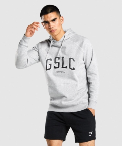 Light Grey Gymshark GSLC Collegiate Men's Hoodies | US-75DCZUR