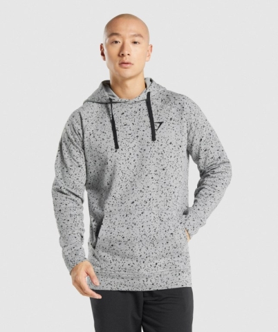 Light Grey Gymshark Micro Print Men's Hoodies | US-87BHLOV