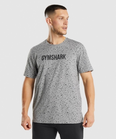 Light Grey Gymshark Micro Print Men's T Shirts | US-70OSUMN