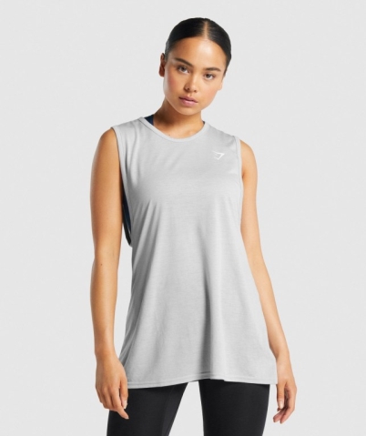 Light Grey Gymshark Training Drop Arm Women's Tank Tops | US-78MIYXZ