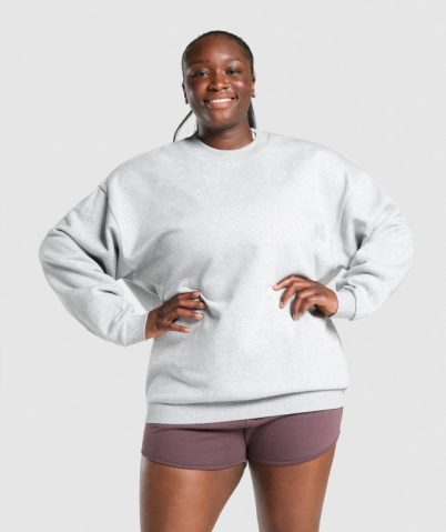 Light Grey Gymshark Training Oversized Sweatshirt Women's Hoodies | US-50KLBXV