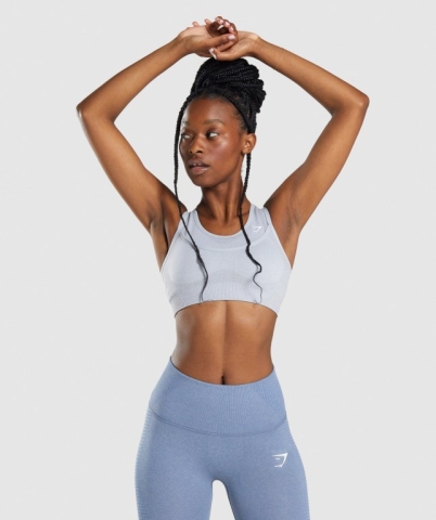 Light Grey Gymshark Vital Rise Seamless Women's Sports Bra | US-74VCXJD