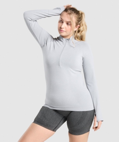 Light Grey Gymshark Vital Seamless 2.0 1/2 Zip Women's Hoodies | US-23USHEO