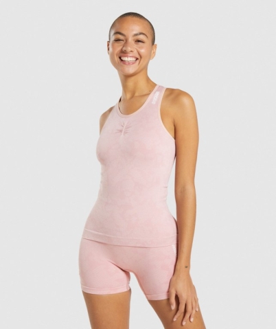 Light Pink Gymshark Adapt Camo Seamless Women's Tank Tops | US-73KRNYB