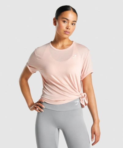 Light Pink Gymshark Essential Women's T Shirts | US-52KICQD