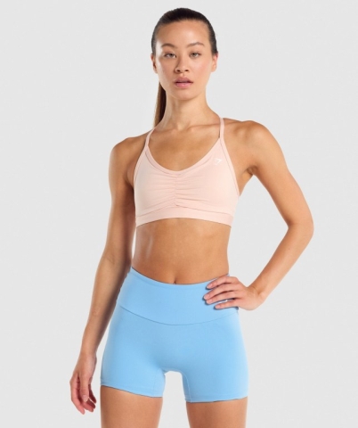 Light Pink Gymshark Ruched Training Women's Sports Bra | US-72MNIGO