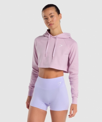 Light Pink Gymshark Training Cropped Women's Hoodies | US-75ENIDR