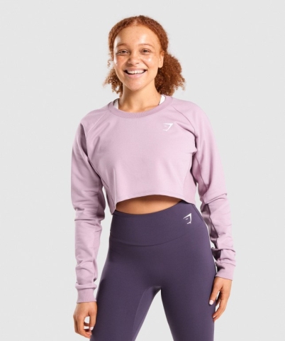 Light Purple Gymshark Training Cropped Sweater Women's Hoodies | US-31SBULO