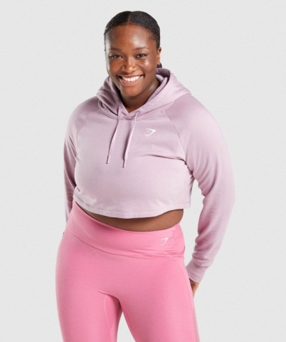 Light Purple Gymshark Training Cropped Women's Hoodies | US-41UELXA