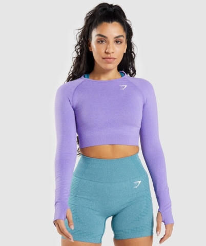 Light Purple Gymshark Vital Seamless 2.0 Crop Top Women's T Shirts | US-03LGPTB