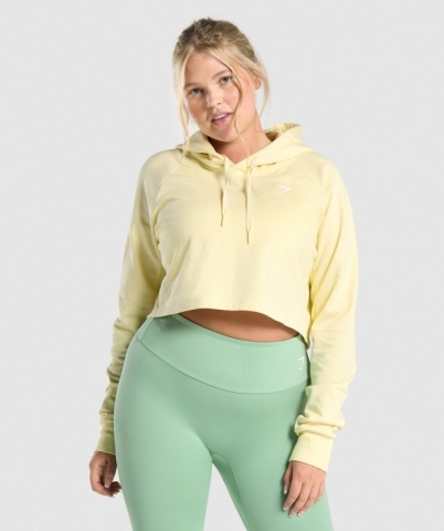 Light Yellow Gymshark Training Cropped Women's Hoodies | US-27XWZYI