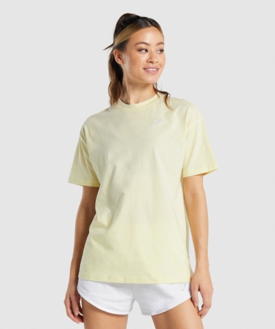 Light Yellow Gymshark Training Oversized Women's T Shirts | US-68YNVJS