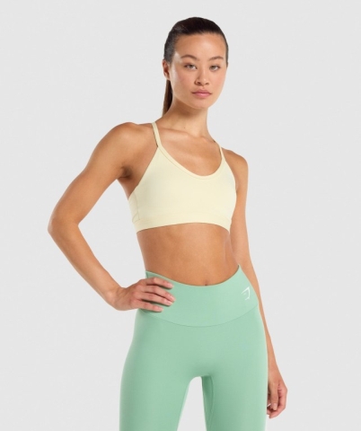 Light Yellow Gymshark V Neck Training Women's Sports Bra | US-91NQEBM