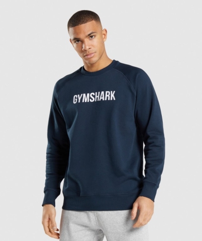 Navy Gymshark Apollo Crew Men's Hoodies | US-12QAZHI