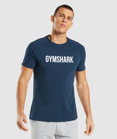 Navy Gymshark Apollo Men's T Shirts | US-02SQUHT