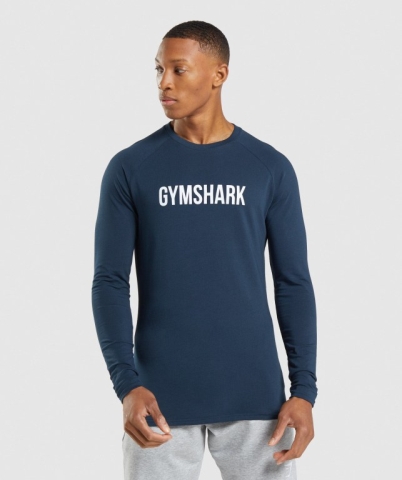 Navy Gymshark Apollo Men's T Shirts | US-74UWONZ